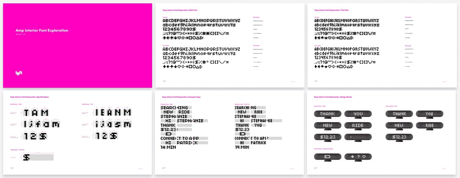 The Amp required a specially designed font with a max height of 5px. This typeface is used to create custom messages that are generated directly on a phone.